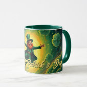 Magische Leprechaun St. Patrick's Day Kunst Tasse (VorderseiteRechts)