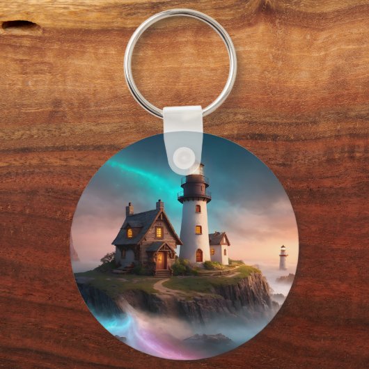 Magische Leuchtturmszene Schlüsselanhänger (Rückseite)