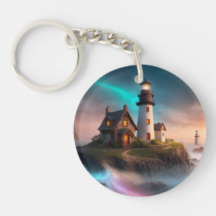 Magische Leuchtturmszene Schlüsselanhänger