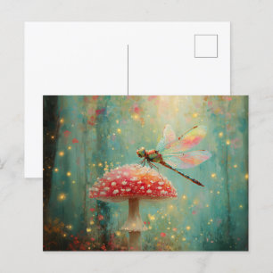 Magische Libelle im Pilz Postkarte