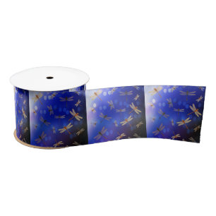 Magische Libellen auf blau, Satinband