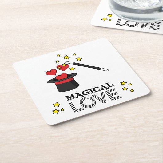 Magische Liebe - Schwarz Rechteckiger Pappuntersetzer (angewinkelt)