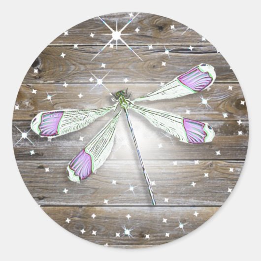 Magische Lila Dragonfly-Glitzern Runder Aufkleber (Vorderseite)