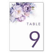 Magische Lila Florals Winter Wedding Tischnummer (Rückseite)