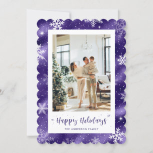 Magische Lila Snowy Foto Holiday Cards Feiertagskarte