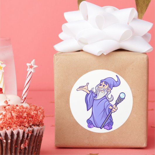 Magische lila Zauberkünstlerin Runder Aufkleber (Party)
