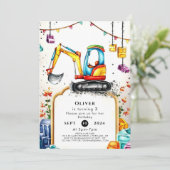 Magische LKW-Bau Geburtstag Einladung (Stehend Vorderseite)
