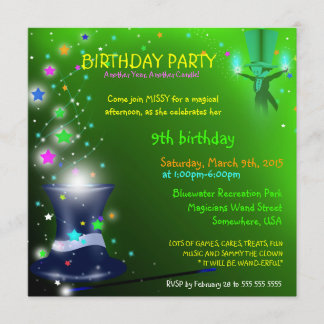 Magische Magier-Hut-Geburtstags-Party Einladung