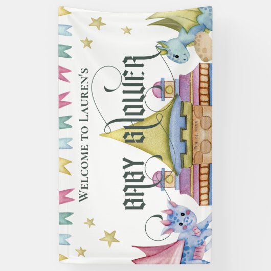 Magische Märchen-Dragon-Babydusche Banner (Vertikal)