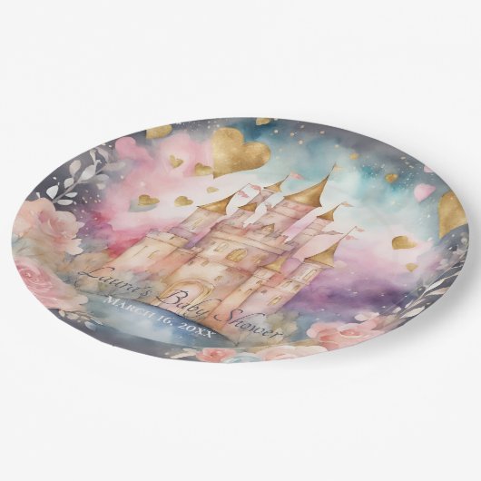 Magische Märchendusche Princess Pappteller (Schrägansicht)