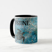 Magische Meeresschildkröte Glitterie Blau Personal Tasse (Vorderseite Links)