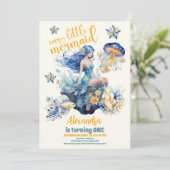 Magische Meerjungfrau 1. Geburtstag Party Einladung (Stehend Vorderseite)