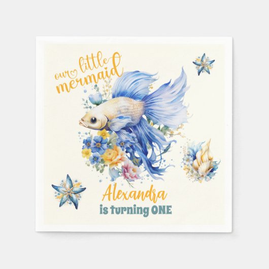 Magische Meerjungfrau 1. Geburtstag Party Serviette (Vorderseite)