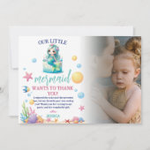 Magische Meerjungfrau 3. Geburtstag unter dem Foto Einladung (Vorderseite)