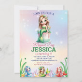 Magische Meerjungfrau 5. Geburtstag unter dem Foto Einladung (Vorderseite)