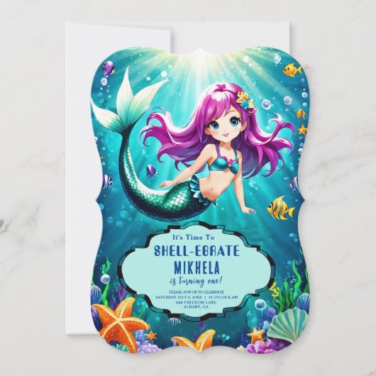 Magische Meerjungfrau Einladungen zum Geburtstag - (Vorderseite)