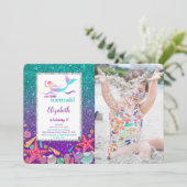 Magische Meerjungfrau Foto Einladung (Stehend Vorderseite)