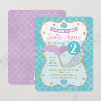 Magische Meerjungfrau Geburtstag Lila und türkis Einladung