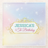 Magische Meerjungfrau Geburtstag unter dem Foto Glasuntersetzer (Vorderseite)