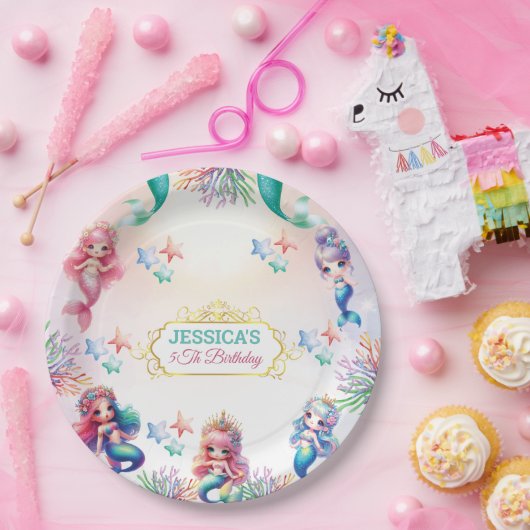 Magische Meerjungfrau Geburtstag unter dem Foto Pappteller (Party)