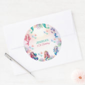 Magische Meerjungfrau Geburtstag unter dem Foto Runder Aufkleber (Umschlag)