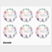 Magische Meerjungfrau Geburtstag unter dem Foto Runder Aufkleber (Blatt)