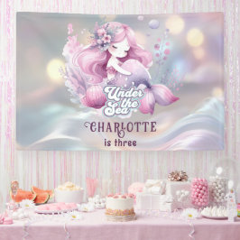 Magische Meerjungfrau-Geburtstagsparty für Kinder Banner