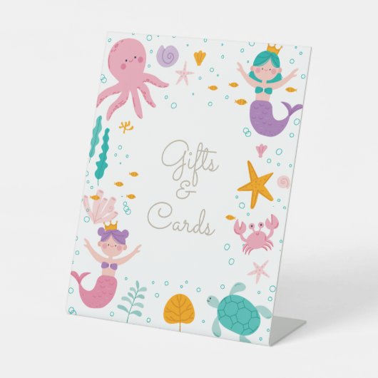 Magische Meerjungfrau Geburtstagsparty Tabletop Un Sockelschild (Vorderseite)