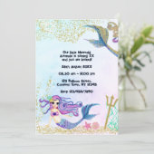 Magische Meerjungfrau Imitats Glitzer Kindergeburt Einladung (Stehend Vorderseite)