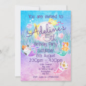 Magische Meerjungfrau Katzen Einladungen (Vorderseite)