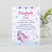 Magische Meerjungfrau Kinder zum Geburtstag Einlad Einladung (Stehend Vorderseite)