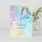 Magische Meerjungfrau Kindergeburtstag Einladung (Stehend Vorderseite)