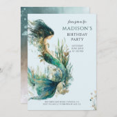 Magische Meerjungfrau Mädchen zum Geburtstag Einladung (Vorne/Hinten)