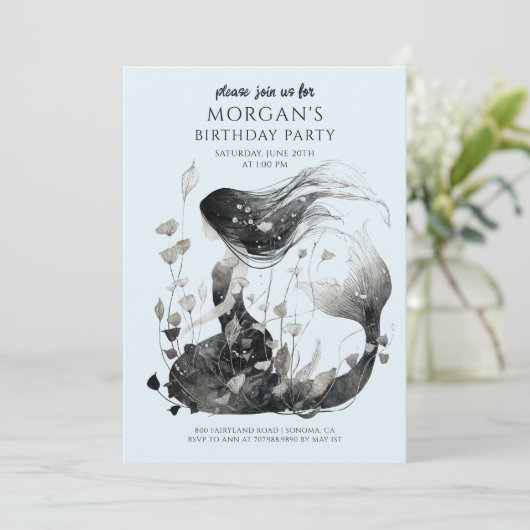 Magische Meerjungfrau Mädchen zum Geburtstag Einladung (Stehend Vorderseite)