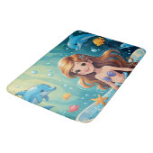 Magische Meerjungfrau mit Delphinen Badematte (Schrägansicht)