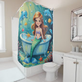 Magische Meerjungfrau mit Delphinen Duschvorhang (Beispiel)