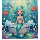 Magische Meerjungfrau mit Delphinkrabbe Duschvorhang (Vorderseite)