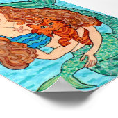 Magische Meerjungfrau mit Katze Folk Art Poster (Ecke)