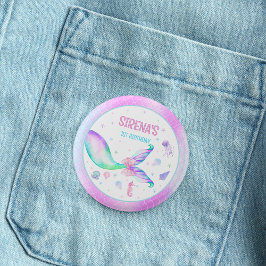 Magische Meerjungfrau Pink Lila Geburtstag Button