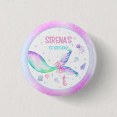 Magische Meerjungfrau Pink Lila Geburtstag Button (Vorderseite)