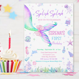Magische Meerjungfrau Pink Lila Geburtstag Einladung