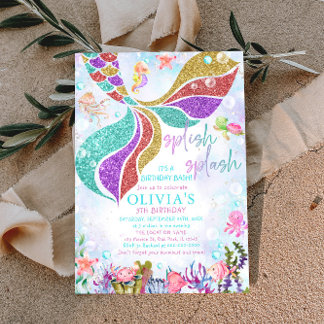 Magische Meerjungfrau Pool Party Geburtstag Einlad Einladung