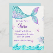 Magische Meerjungfrau Schwanz Geburtstagsparty Ein Einladung (Vorne/Hinten)
