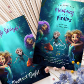 Magische Meerjungfrau & Swashbuckling Pirate Gebur Einladung