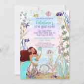 Magische Meerjungfrau unter dem Glitzer Einladung (Vorderseite)