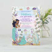 Magische Meerjungfrau unter dem Glitzer Einladung (Stehend Vorderseite)