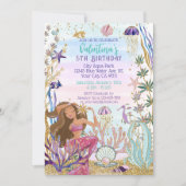 Magische Meerjungfrau unter dem Glitzer Einladung (Vorderseite)