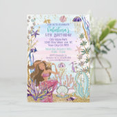 Magische Meerjungfrau unter dem Glitzer Einladung (Stehend Vorderseite)