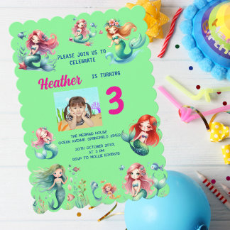 Magische Meerjungfrau unter dem Kindergeburtstag P Einladung