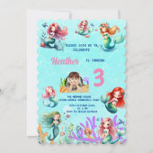 Magische Meerjungfrau unter dem Kindergeburtstag P Einladung (Vorderseite)